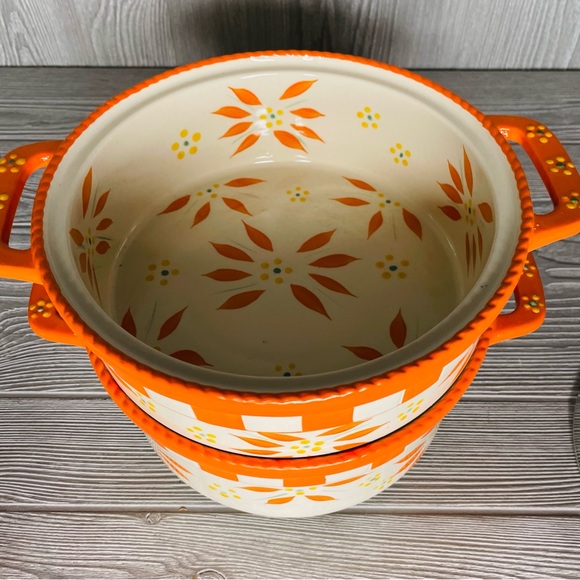 Temp-tations Tara old world floral stacking bowls pans lid 1qt 2qt 3 qt broken - Picture 5 of 9